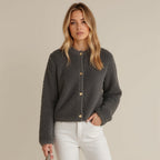 R&B | Cardigan - Damen Herbst Flauschiger Strickcardigan mit Dekorativen Knöpfen