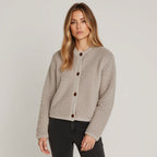 R&B | Cardigan - Damen Herbst Flauschiger Strickcardigan mit Dekorativen Knöpfen