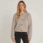 R&B | Cardigan - Damen Herbst Flauschiger Strickcardigan mit Dekorativen Knöpfen