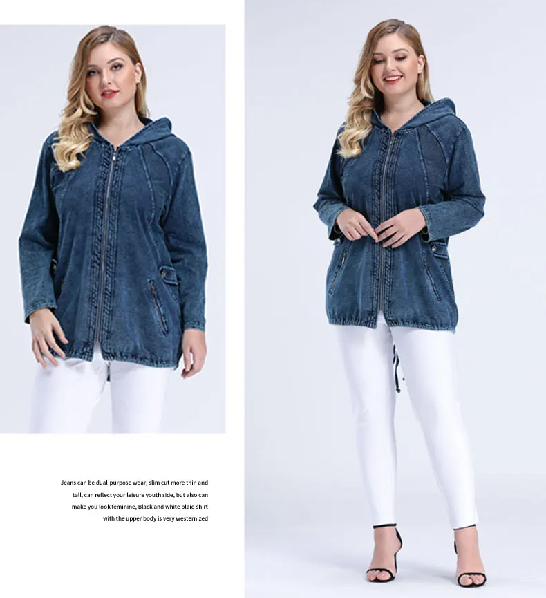R&B | Oversized Curve Champion Denim Hoodie Pullover