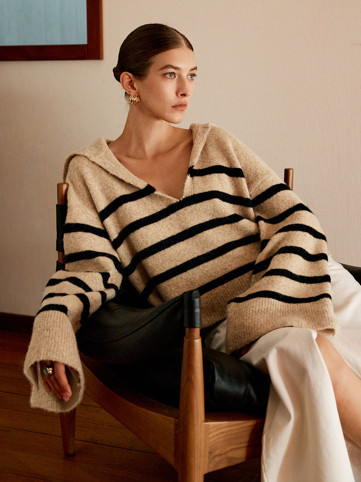 R&B | Übergroßer Gestreifter Pullover für Frauen