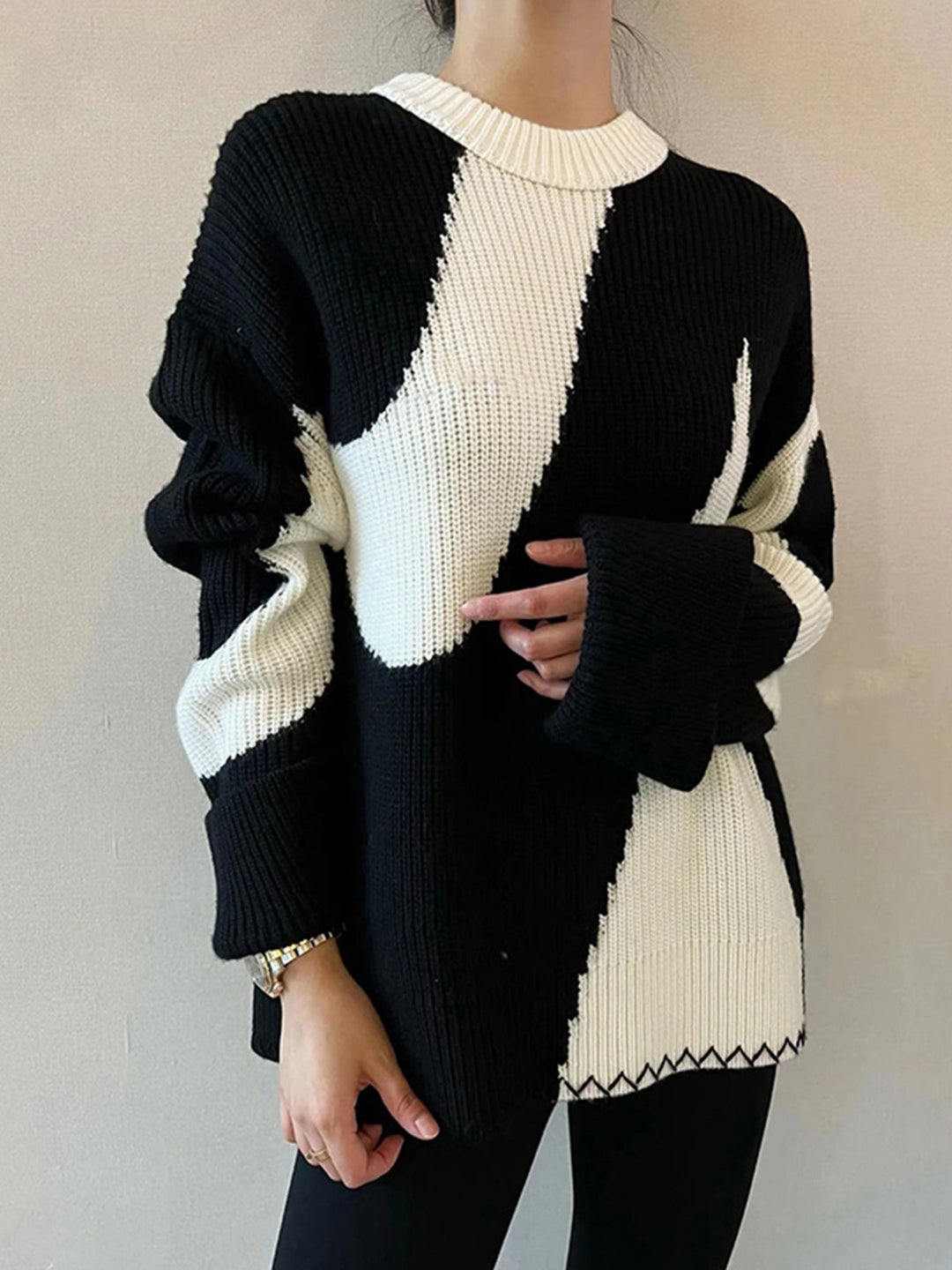 R&B | Übergroßer Zebra-Print-Pullover für Frauen