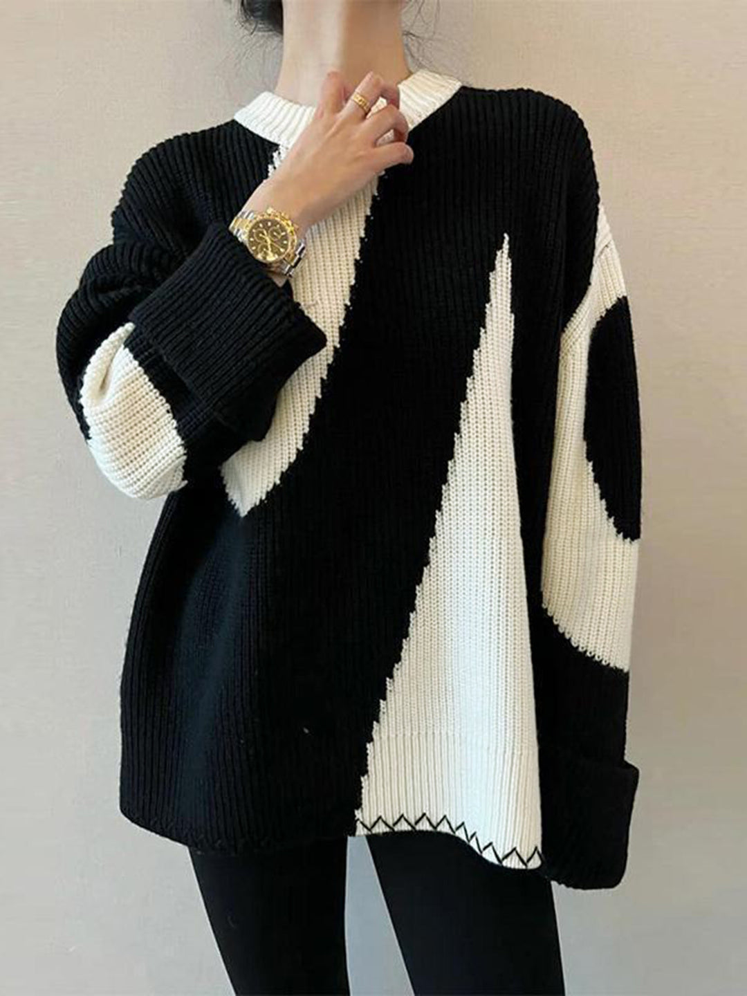 R&B | Übergroßer Zebra-Print-Pullover für Frauen