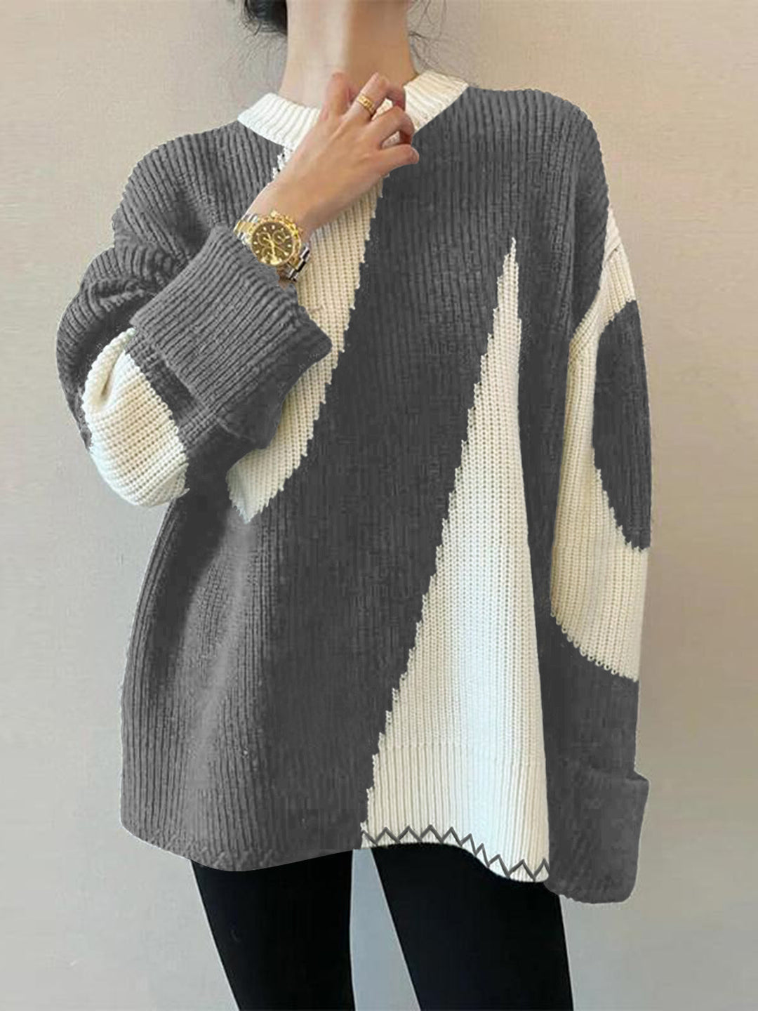R&B | Übergroßer Zebra-Print-Pullover für Frauen
