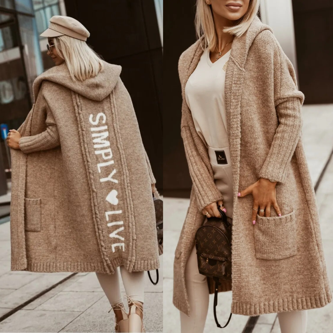 R&B | langer Cardigan mit Kapuze Weich & Warm