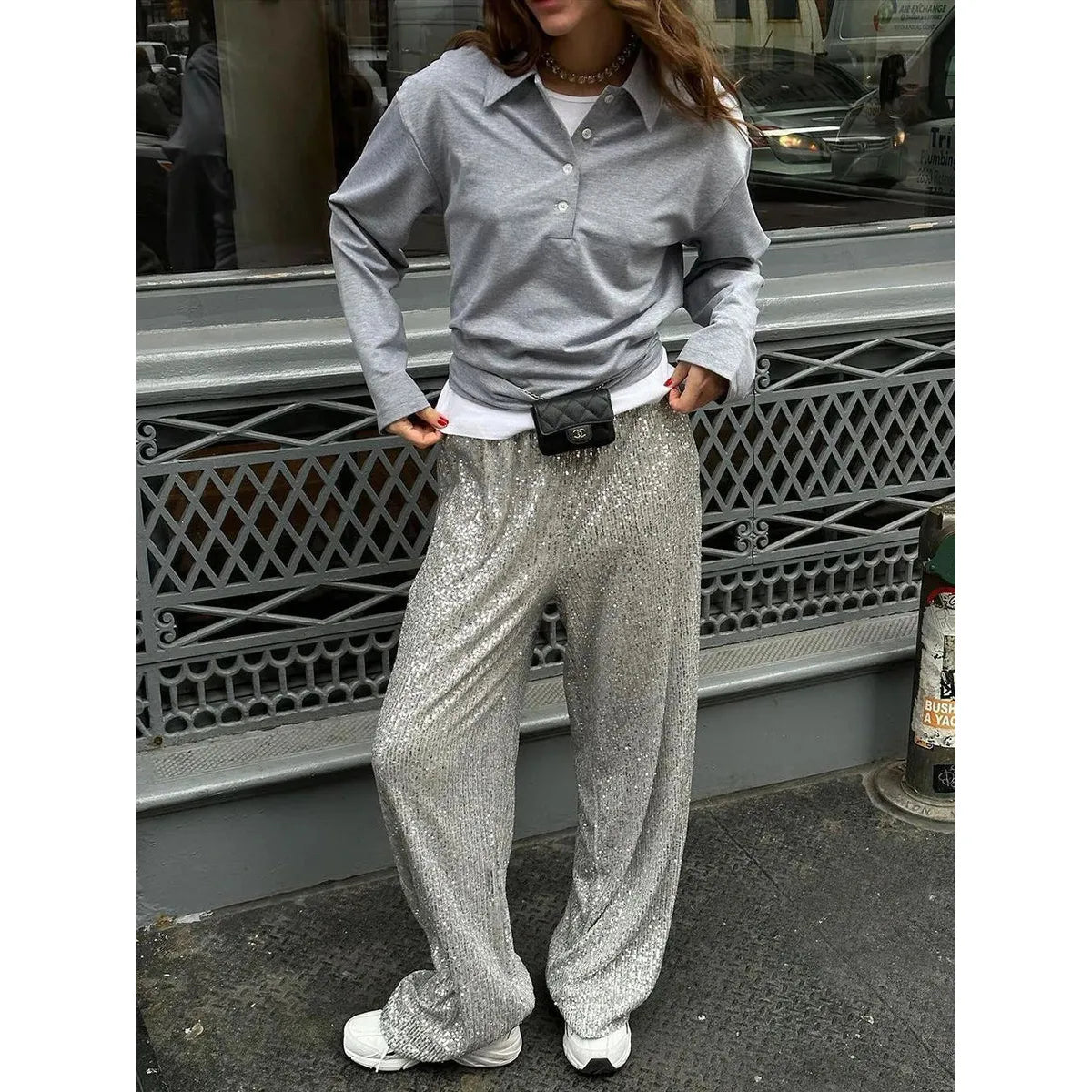 R&B | Silberne Paillettenhose für festliche Anlässe