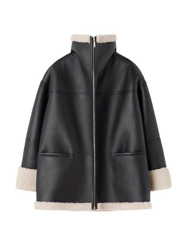 R&B | Schaffelljacke - Oversized Fit - Wendbare Manschetten - Reißverschlussverschluss