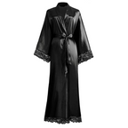 R&B | Lange Bademantel aus Satin mit Spitzen Details