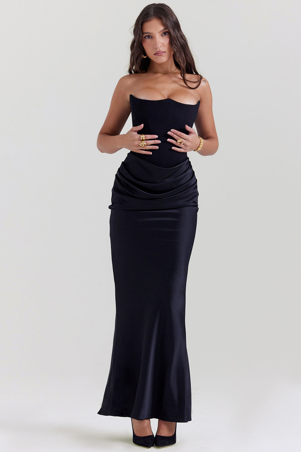 R&B | Trägerloses Korsett Maxi Kleid