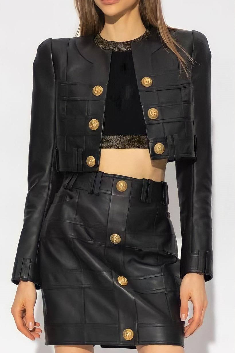 R&B | Pu Jacke & Minirock Set