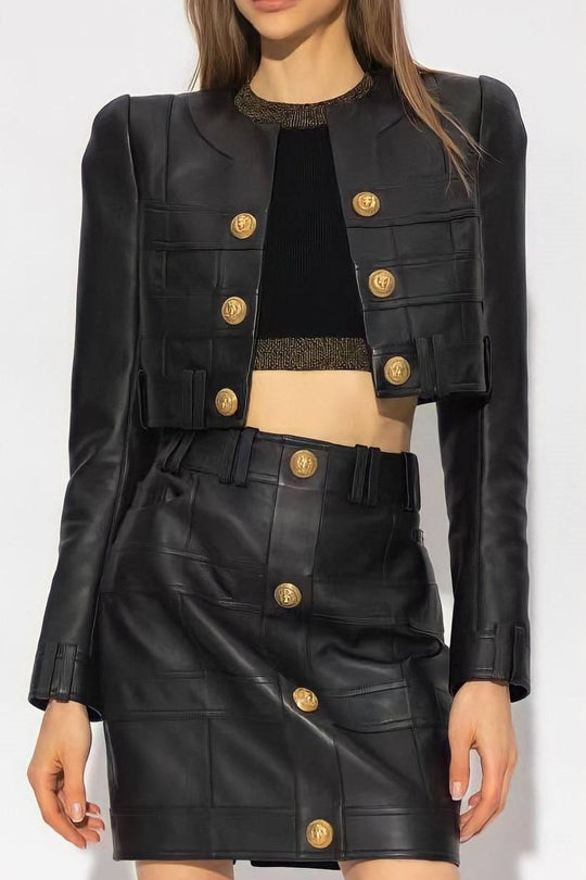 R&B | Pu Jacke & Minirock Set