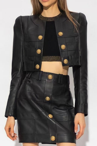 R&B | Pu Jacke & Minirock Set