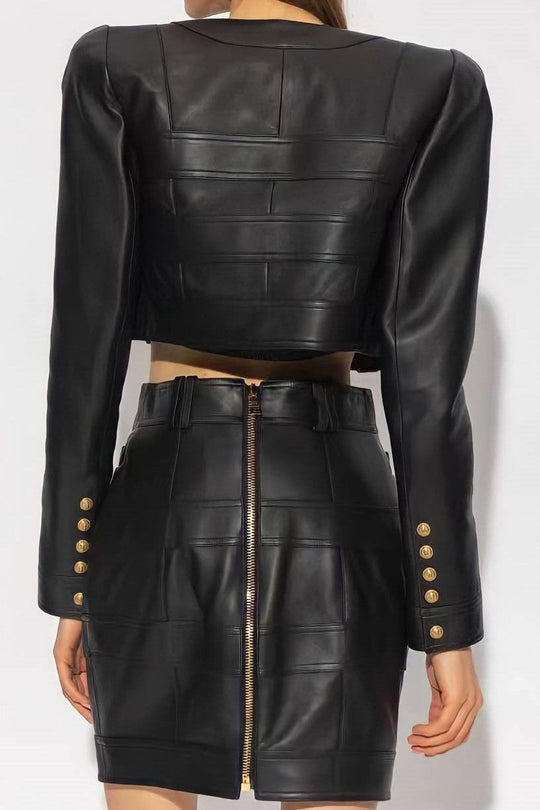R&B | Pu Jacke & Minirock Set