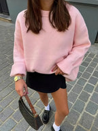R&B | Übergröße RosA-Damenpullover mit Langen Ärmeln