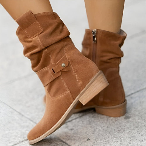Damen Kunst-Wildleder Stiefel mit Plüsch & Komfort | Heidi-Mode