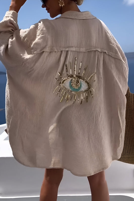 R&B | Evil Eye Perlen-Polo Button Down