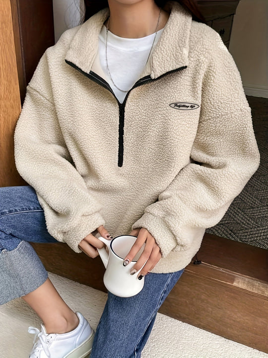R&B | Schlichtes Quarter-Zip Pullover Sweatshirt