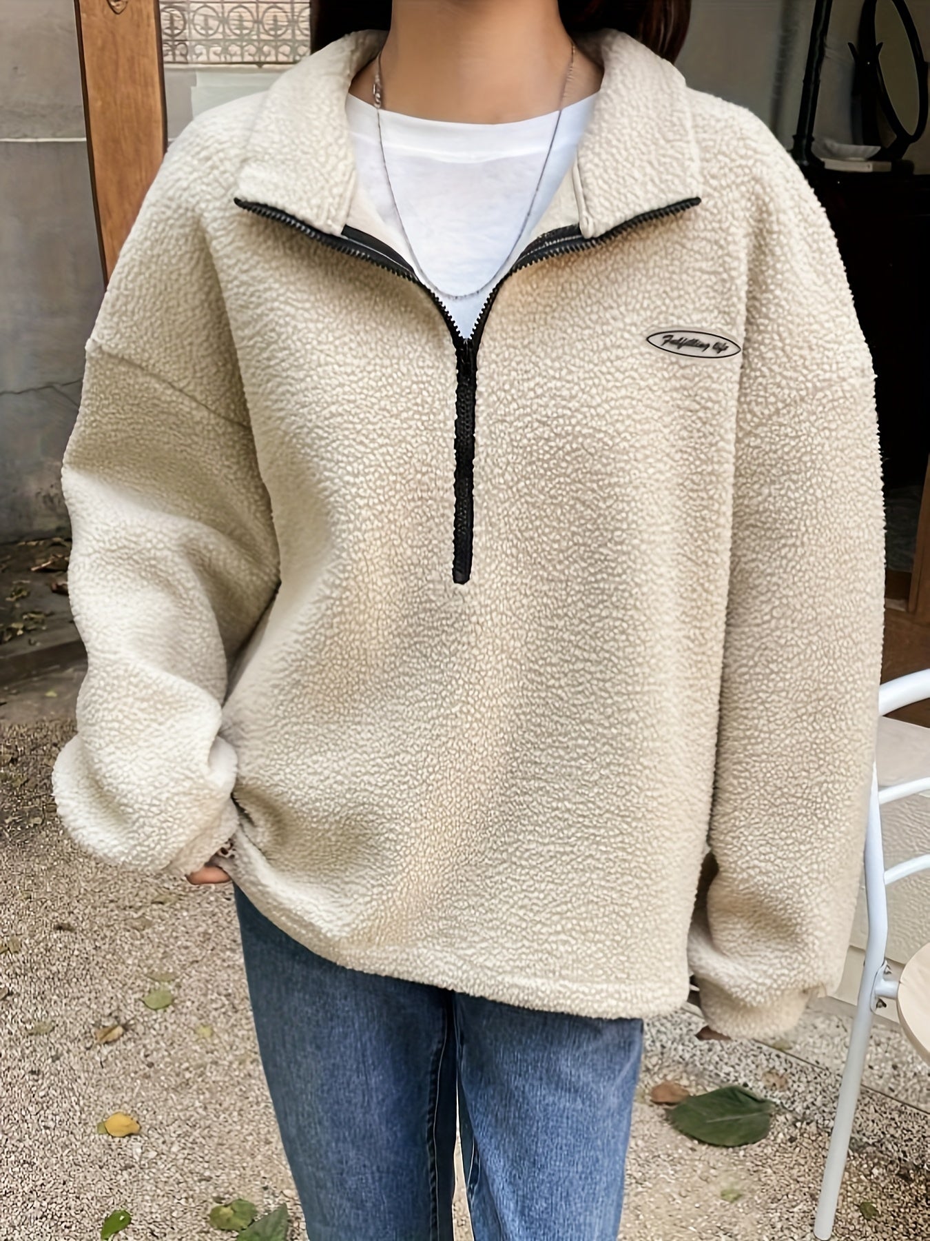 R&B | Schlichtes Quarter-Zip Pullover Sweatshirt