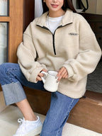 R&B | Schlichtes Quarter-Zip Pullover Sweatshirt