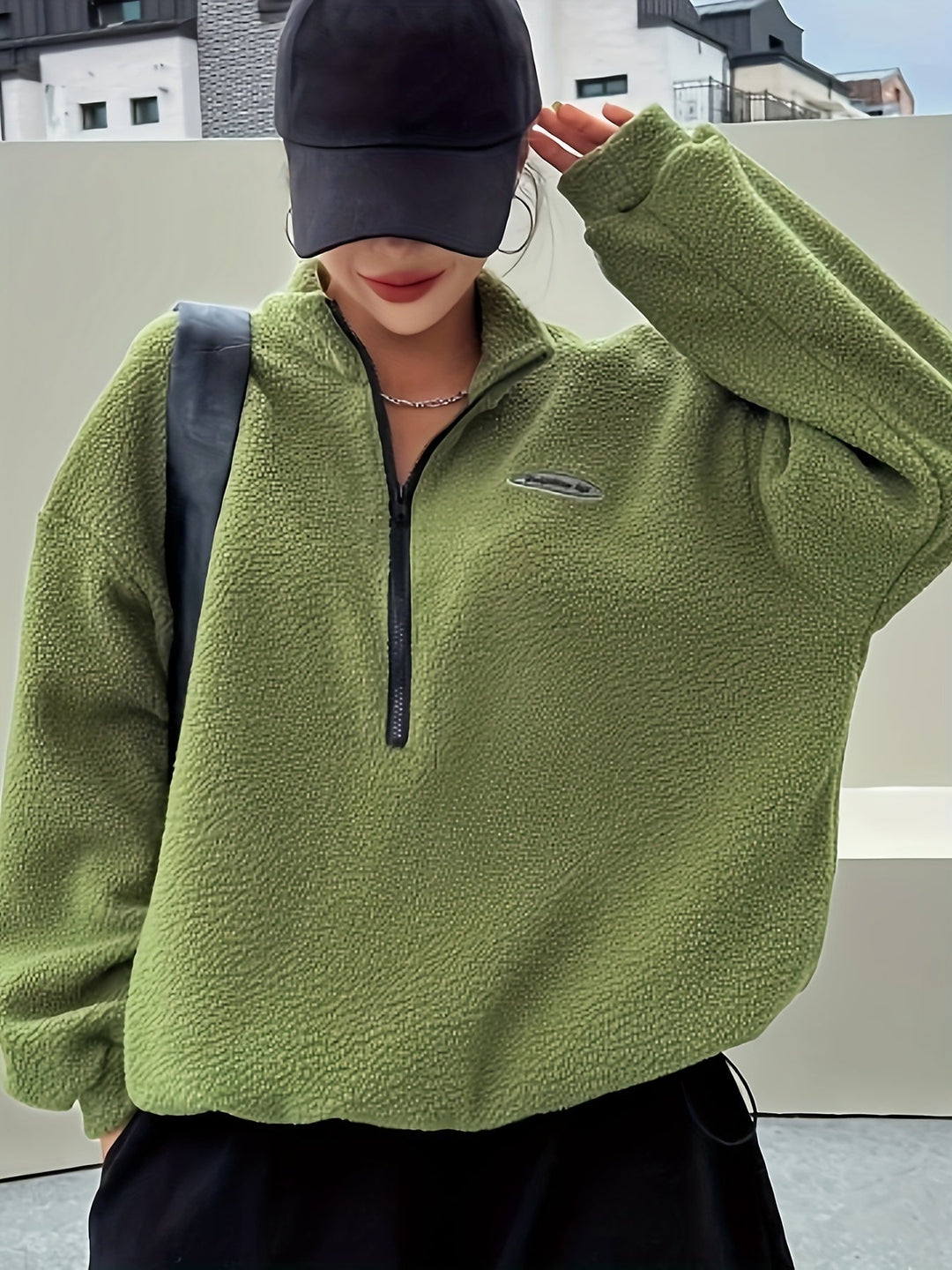 R&B | Schlichtes Quarter-Zip Pullover Sweatshirt