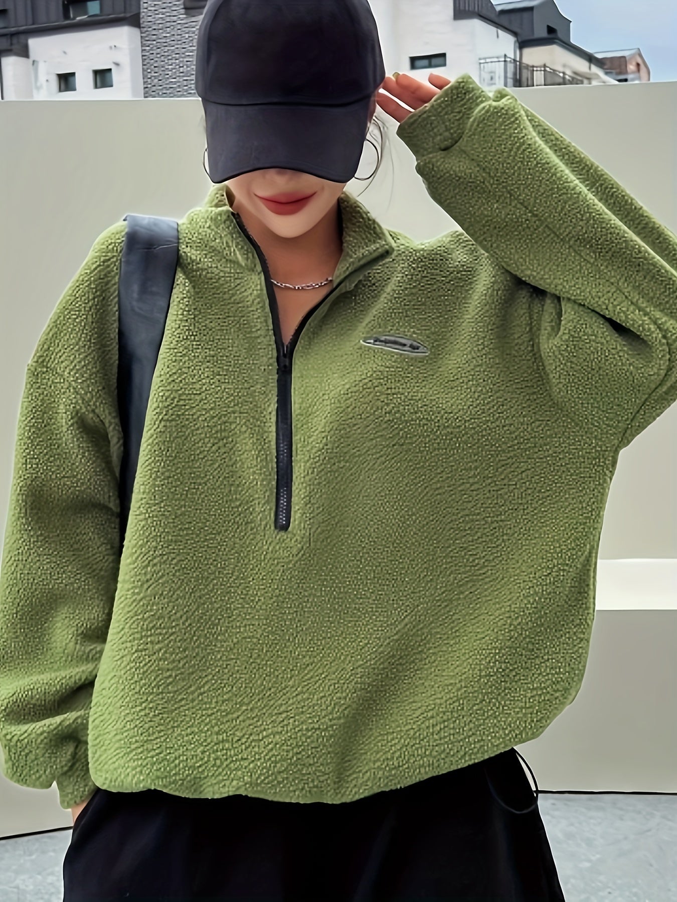 R&B | Schlichtes Quarter-Zip Pullover Sweatshirt