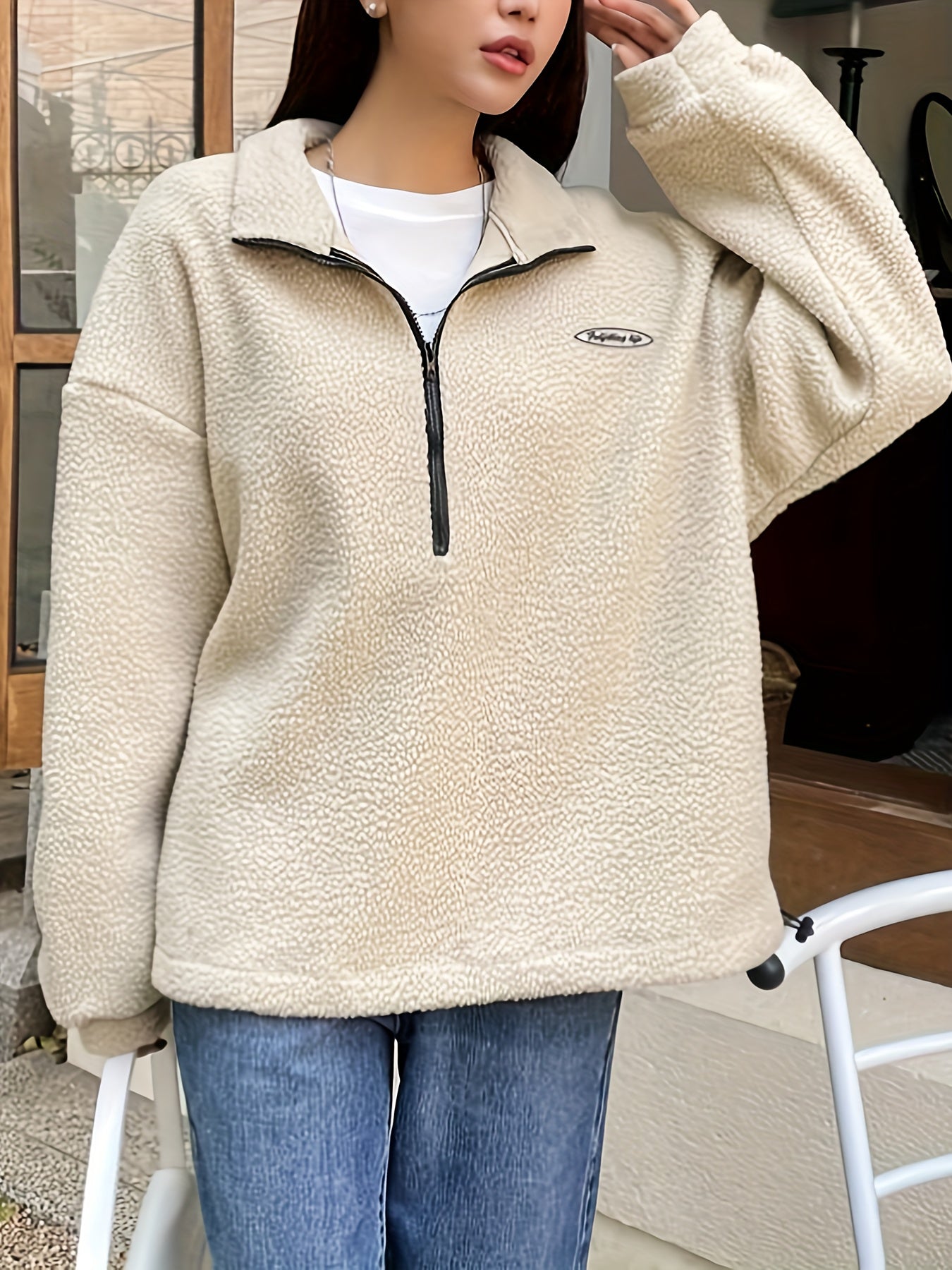 R&B | Schlichtes Quarter-Zip Pullover Sweatshirt
