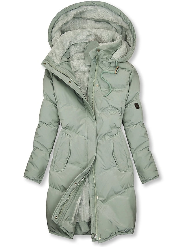 R&B | Lange Kapuzen Winter Parka Dick Gepolsterter Mantel mit Fleece Futter