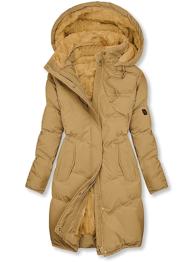 R&B | Lange Kapuzen Winter Parka Dick Gepolsterter Mantel mit Fleece Futter