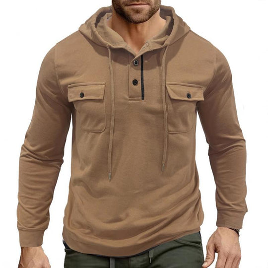 R&B | Lässiger Hoodie mit Knöpfen Soft und Komfortabel Praktisches Design
