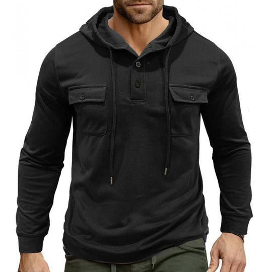 R&B | Lässiger Hoodie mit Knöpfen Soft und Komfortabel Praktisches Design