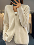 R&B | Cardigan - Schlichter V-Ausschnitt Gestrickter Cardigan Pullover