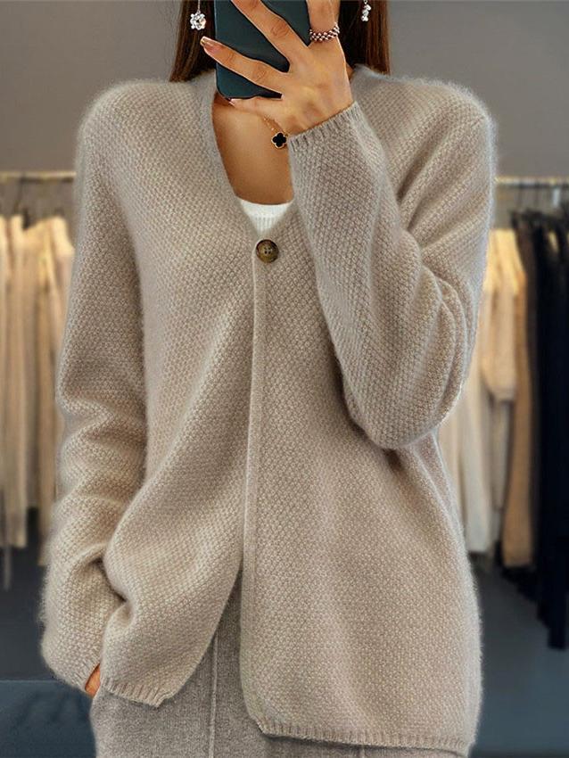 R&B | Cardigan - Schlichter V-Ausschnitt Gestrickter Cardigan Pullover