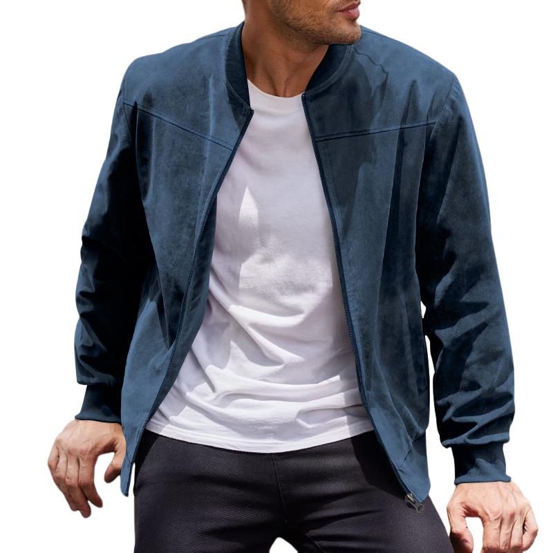 R&B | Leichte Übergangsjacke für Männer im Wildleder-Look mit Stehkragen