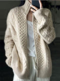 R&B | Dicke Gestrickte Rollkragen Strickjacke