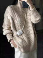 R&B | Dicke Gestrickte Rollkragen Strickjacke