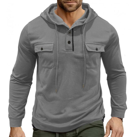 R&B | Lässiger Hoodie mit Knöpfen Soft und Komfortabel Praktisches Design