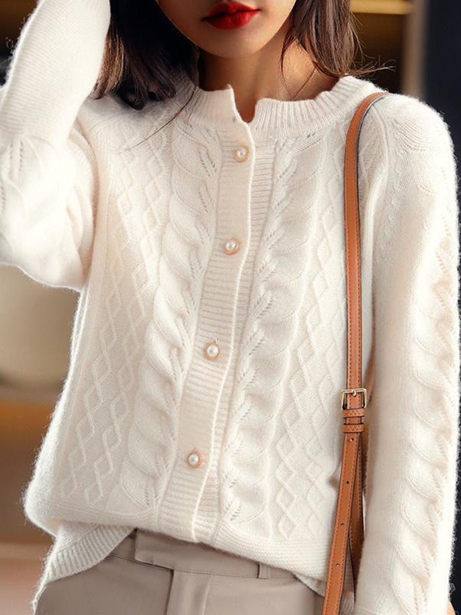 R&B | Strickjacke - Stehkragen Jacquard Strickjacke