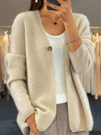 R&B | Cardigan - Schlichter V-Ausschnitt Gestrickter Cardigan Pullover