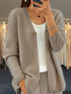 R&B | Cardigan - Schlichter V-Ausschnitt Gestrickter Cardigan Pullover