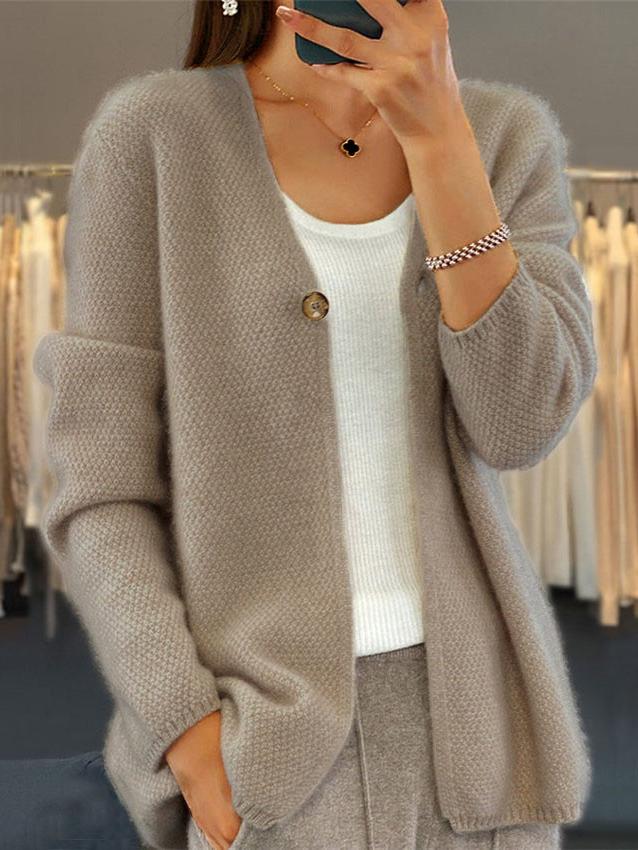 R&B | Cardigan - Schlichter V-Ausschnitt Gestrickter Cardigan Pullover