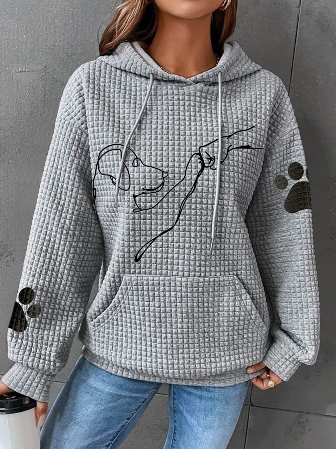 R&B | Hoodie mit Hundemotiv Waffelstrick Lässig und Komfortabel