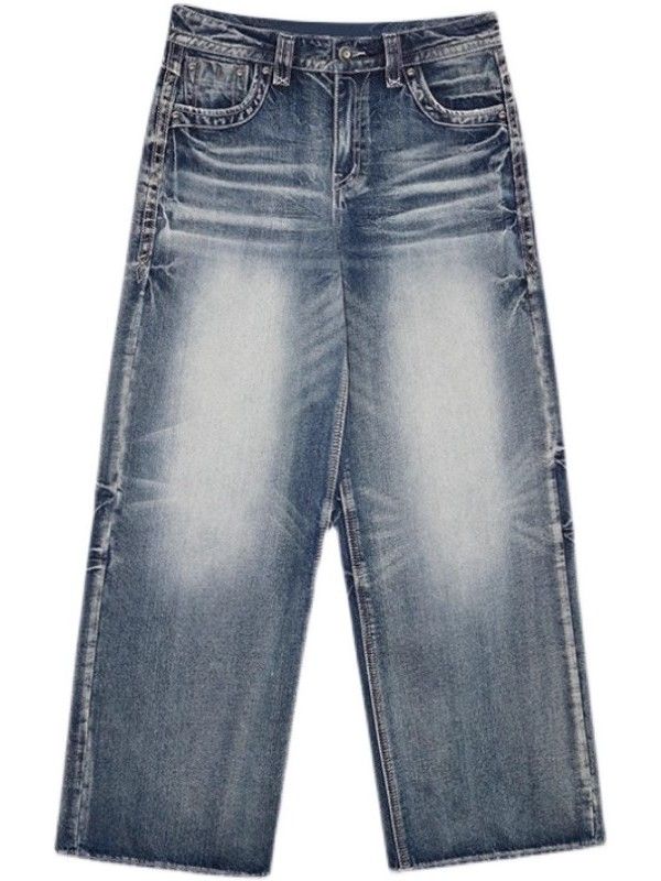 R&B | Hop Gewaschene Distressed Hoher Taille Baggy Jeans