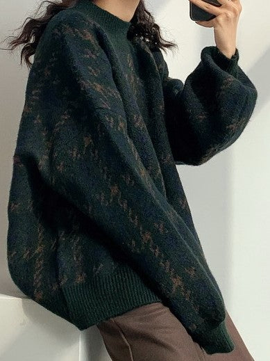 R&B | Vintage Gestrickter Pullover mit Karomuster