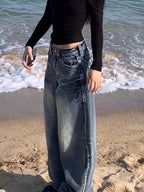 R&B | Hop Gewaschene Distressed Hoher Taille Baggy Jeans