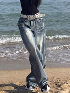 R&B | Hop Gewaschene Distressed Hoher Taille Baggy Jeans