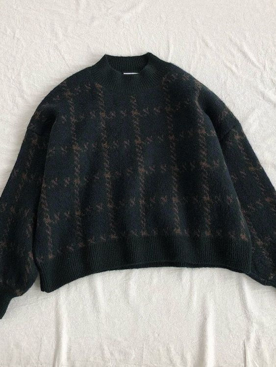 R&B | Vintage Gestrickter Pullover mit Karomuster