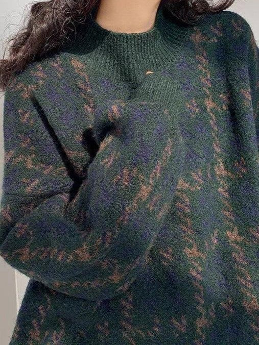 R&B | Vintage Gestrickter Pullover mit Karomuster