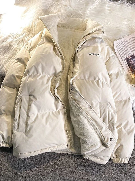 R&B | Einfarbige Kurze Gep Quiltete Jacke mit Hohem Kragen Und Reißverschluss