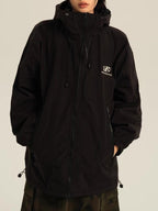 R&B | Retro Schwarze Wasserdichte Outdoorjacke mit Kapuze