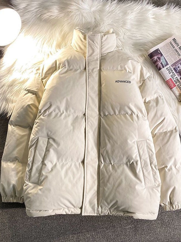 R&B | Einfarbige Kurze Gep Quiltete Jacke mit Hohem Kragen Und Reißverschluss